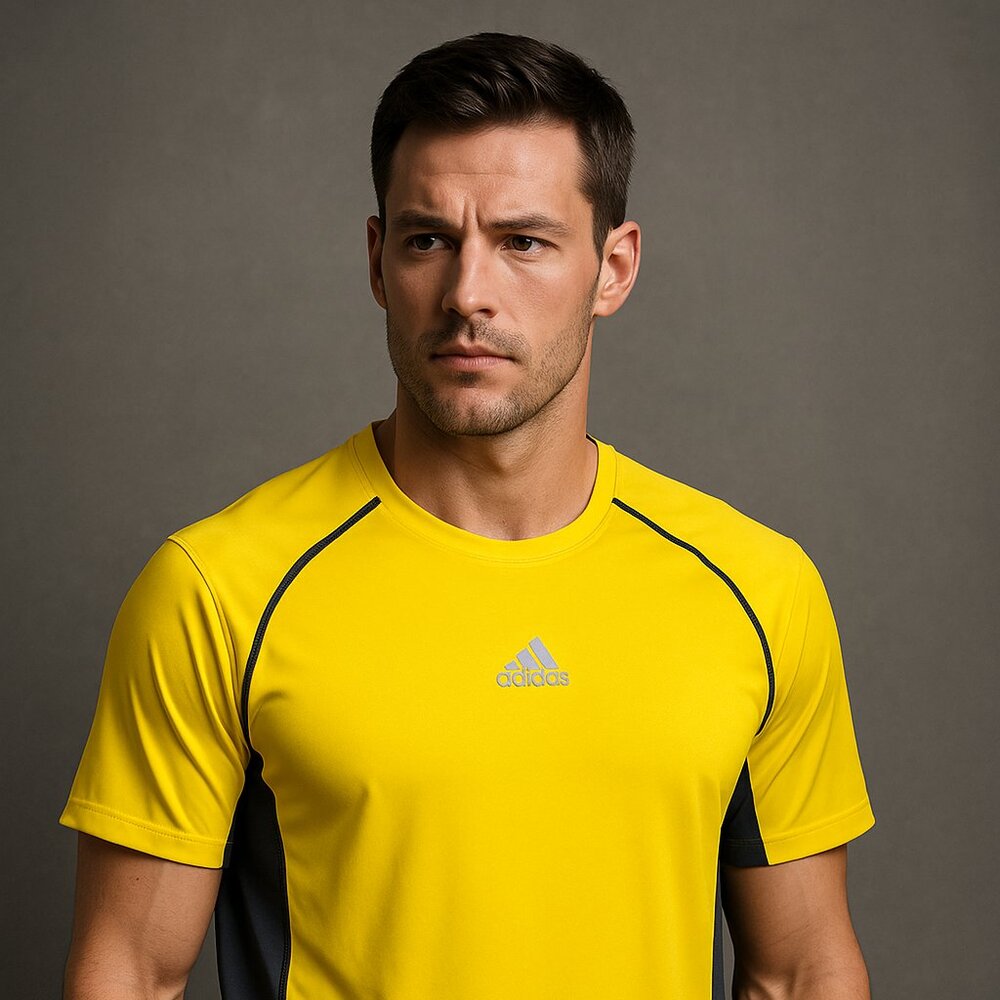 Adidas Yellow & Gray ClimaCool Performance T-Shirt – Size XL